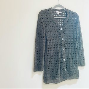 Coldwater Creek Button Down Pointelle Sweater